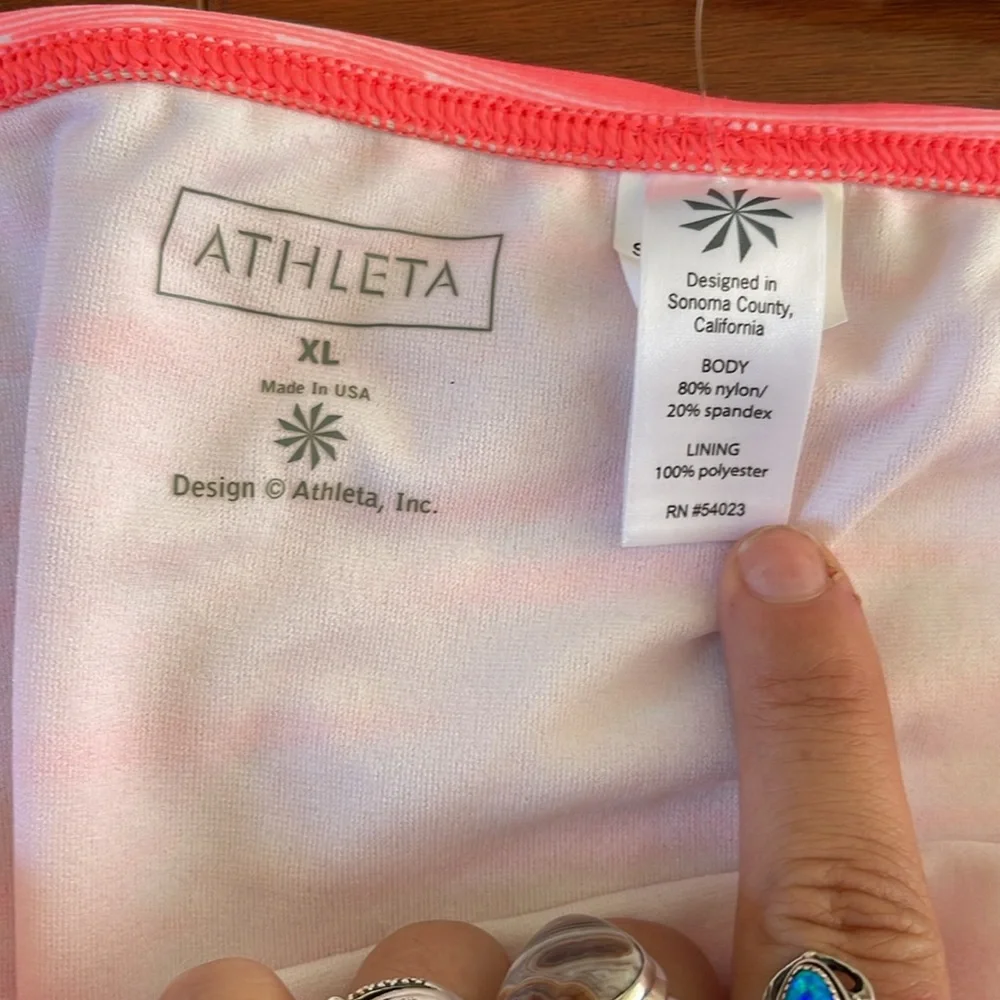 COPY - NWT Athleta Pink and White Ariel Cut Out Emor Swimsuit Bikini Bottoms